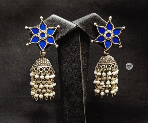 Blue Glass Pearl Jhumka